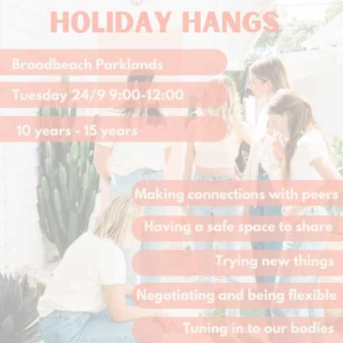 Holiday Hangs (Broadbeach Parklands) – Tuesday 24 Sept, 9am – 12pm