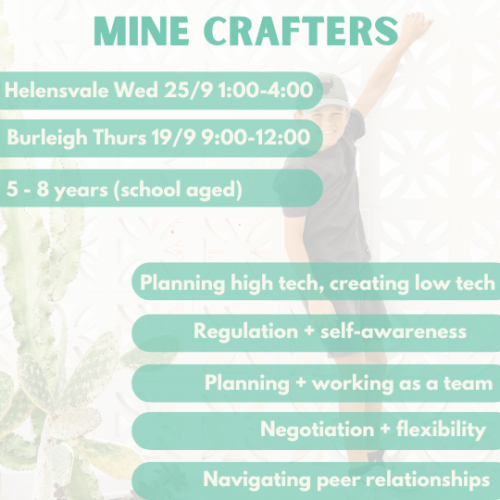 Mine Crafters (Burleigh) – Thursday 19th Sept, 9am – 12pm